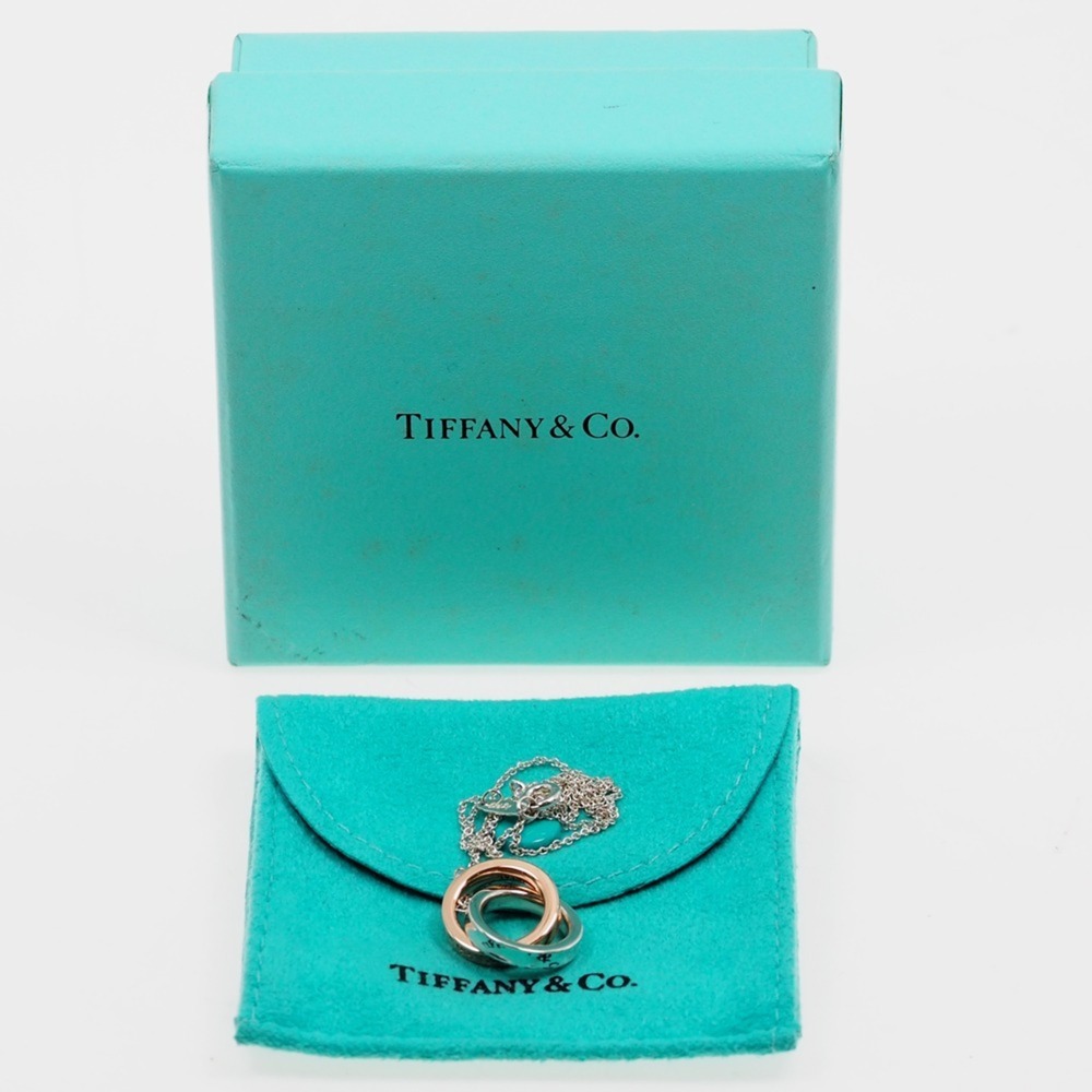 TIFFANY 1837 Interlocking Circle Silver 925 x Rubedo Metal Women's Necklace - Picture 8 of 8